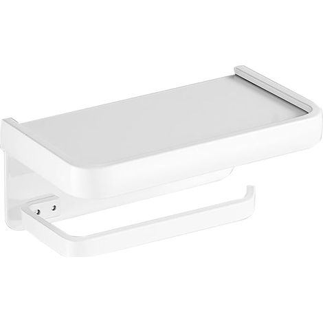 Porte - papier toilette avec support téléphone portable, porte rouleau de papier toilette, blanc