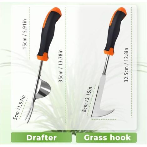 2 Pièces Désherbeur Manuel Acier Inoxydable Arrache Mauvaise Herbe, Arrache Pissenlit Couteau Désherbeur Désherbeurs Manuels Tire (1/5)