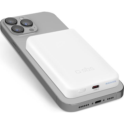SBS TEBB5000MAG1CW Powerbank 5000 mAh Kabelloses Aufladen Weiß