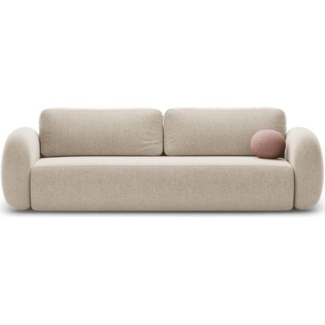 Canapé convertible coffre 3 places chenille beige foncé (1/5)