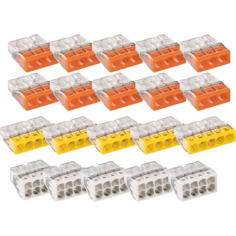 WAGO 2273 Klemmen 8 polig, 5 polig und 3 polig, 0,5 bis 2,5mm², Kunststoff grau, gelb, orange 20-teilig