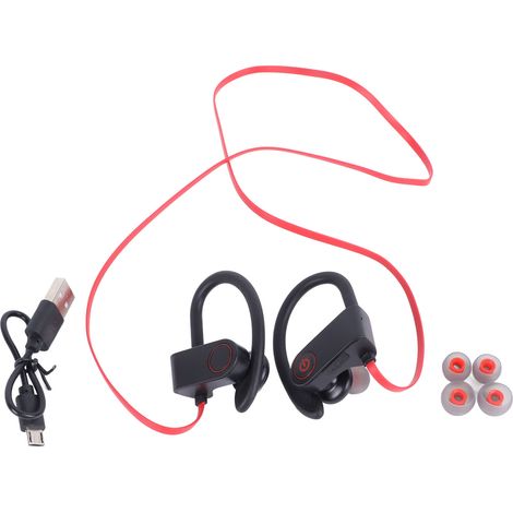 Casque de Sport Bluetooth 5.0 avec Réduction de Bruit, Son Stéréo Hi-Fi pour Course et Entraînement, Sans Fil Rouge (1/5)