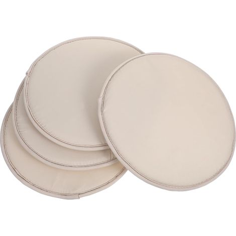 Coussins d'assise ronds pour chaises, lot de 4, beige