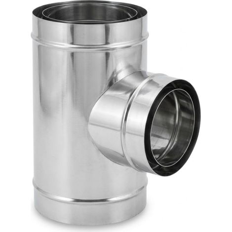 Maka Raccordo a T 90° Codino MP Canna Fumaria Doppia Parete Aria Inox Inox Ø 130 mm (esterno 180) (1/5)