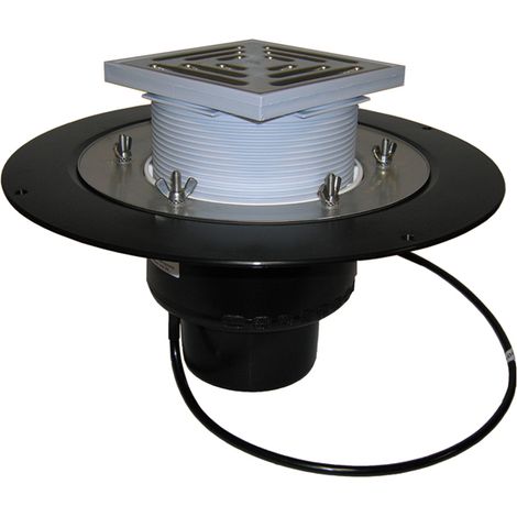Terrassenablauf DN75, Befestigungssystem für Abdichtungen, Gitter/Gitterhalter 148x148mm/137x137mm, r