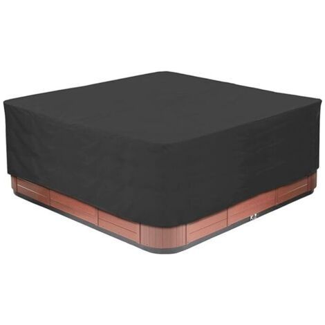 Housse de protection pour spa, jacuzzi, piscine, baignoire, housse de spa en tissu Oxford pour jardin extérieur, anti-poussière, imperméable, noir, anti-UV, 218 x 218 x 30 cm (1/4)