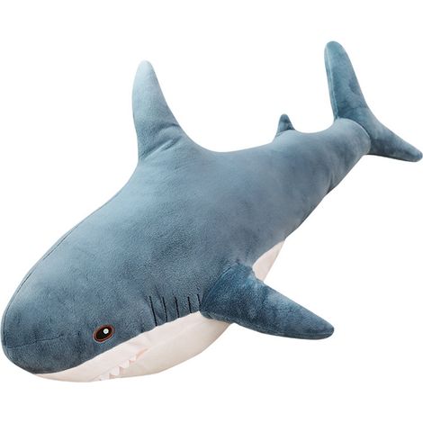 Weiches und flauschiges Hai-Plüschkissen, Kinderzimmerdekoration, blau, 45 cm, originelles Geschenk