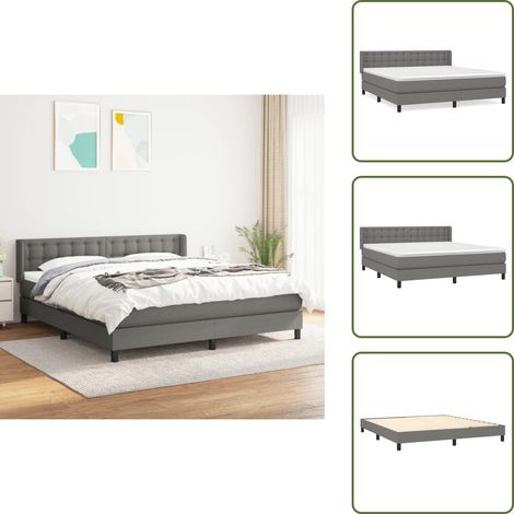 Boxspringbett mit Matratze Dunkelgrau 180x200 cm Stoff - Boxspringbett - Doppelbett - Bettenrahmen - Schlafsystem - Massivholzbette (1/5)
