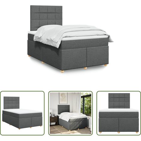 Matratze - Boxspringbett mit Matratze Dunkelgrau 120x190 cm Stoff (1/5)