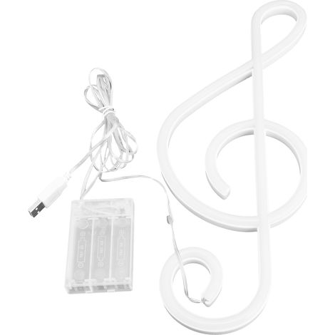 Néon LED en forme de note de musique, alimenté par USB ou piles, à suspendre au mur pour une fête à la maison (1/5)