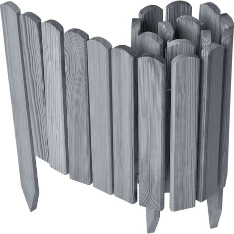 Garronda clôture de Jardin en Bois Bordure Jardin Cloture Jardin Exterieur, Palissade Bordurette Longueur: 100 cm GD-0148 (Gris, Hauteur : 30 cm)