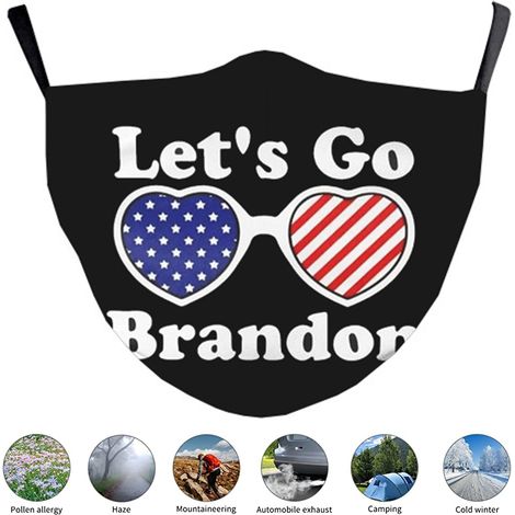 Lot de 5 masques de protection « Let's Go Brandon », réutilisables et lavables, en tissu respirant à 3 couches, pour adultes. Modèles aléatoires. Masque anti-poussière avec élastiques ajustables. (1/5)