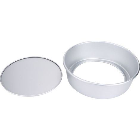 Runde Kuchenform (25 cm Durchmesser), eloxiertes Aluminium, mit herausnehmbarem Boden, ideal für Hochzeiten und Geburtstage. (1/5)