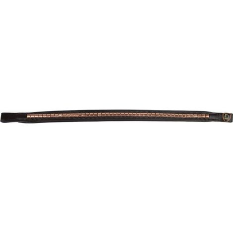 cob, nero: Frontalino Tattini in cuoio con clincher in ottone oro rosa