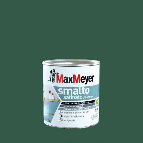 MaxMeyer Smalto All'Acqua Poliuretanico Satinato, Verde Scuro, 0.75L
