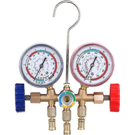Collecteur de débitmètre pour climatisation avec tuyau et crochet pour R12, R22, R404a et R134a (1/2)