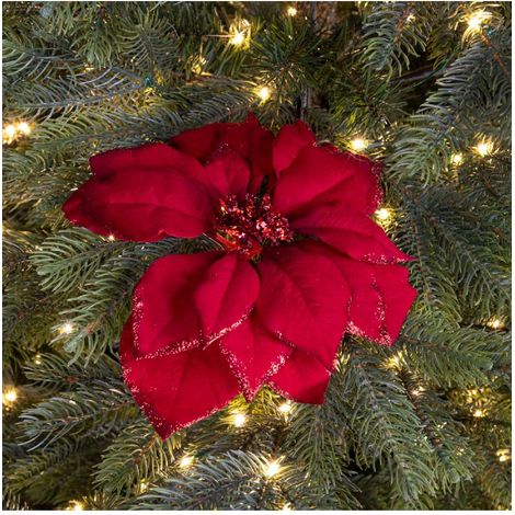 Decoris Clip Stella di Natale Rossa con Perline e Glitter - 24 cm (1/5)
