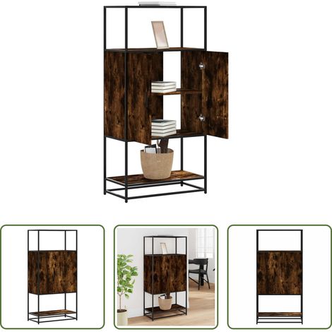 vidaXL Hochschrank - Highboard Räuchereiche 68x35x139 cm Holzwerkstoff und Metall (1/5)