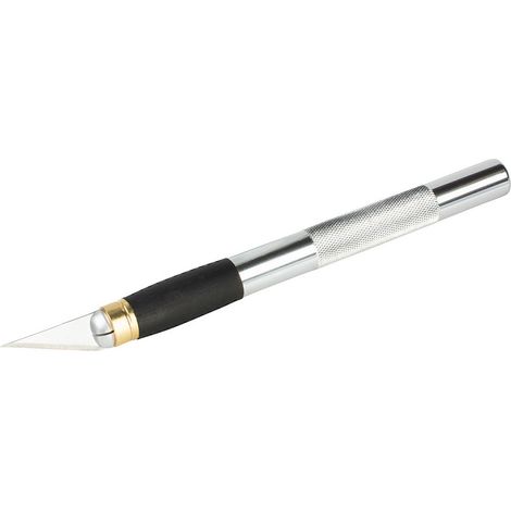 Wolfcraft – Couteau de précision – Poignée en aluminium légère – Changement de lame sans outil – Pour découpe précise et contrôlée (1/7)