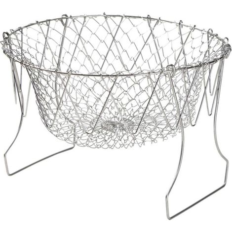Cestello di cottura pieghevole in acciaio inox, friggitrice ad aria per patatine fritte e verdure, accessorio per una cucina sana - Crezuo