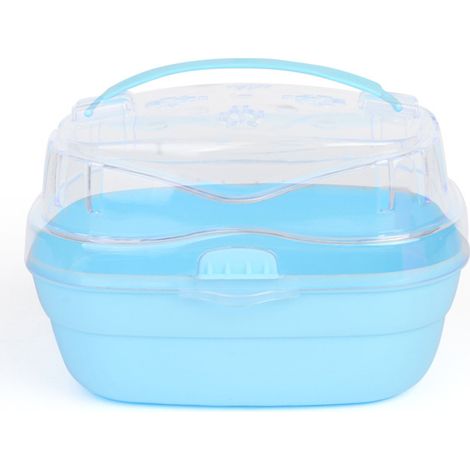 Cage portable légère et ventilée pour maison de hamster transparente, pour animal de compagnie, cochon d'inde, bleu (1/5)
