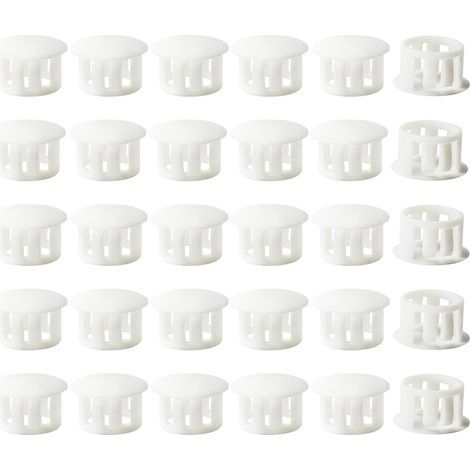 Insert Caps - Lockable Round Fixing Caps - For Furniture Fence Post Tubes - 15 mm, 30 Units - White (1/5)