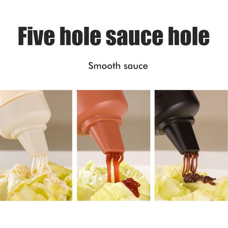 Flacon pulvérisateur à 5 trous avec graduation pour assaisonnement, ketchup, vinaigrette, sauce moutarde. (1/5)
