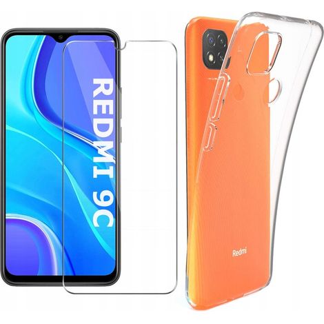 Transparente Hülle für Redmi 9C Ultra Slim, durchsichtige Rückseite + Glas (1/5)