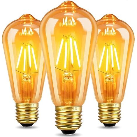 Ampoule Decorative E27 Retro ST64 4W Dimmable, AC230V, 400LM Blanc Chaud 2700K, Incandescence Équivalente 40W, Ampoule à Filament E27 Vintage, Bars, Restaurants, Cafés (1/5)