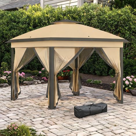 Store banne beige en tela Oxford Malla métal 330 x 330 x 288 cm (1/5)