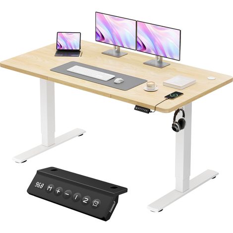 Bureau Assis-Debout Électrique 140x60cm, USB (1/5)