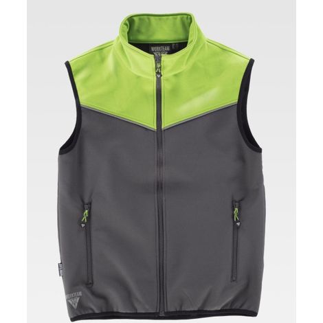 Chaleco Workshell con canesús combinados de tejido cortavientos WORKTEAM S9316 Sport XL Gris / Verde lima (1/2)