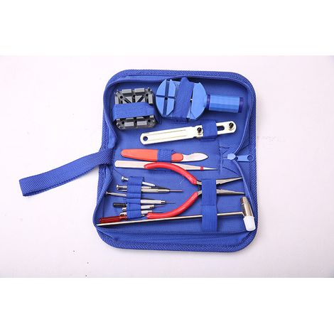 Practical 16-piece watch repair kit, including strap removal tool and watch case opener.--DTEKGAZ