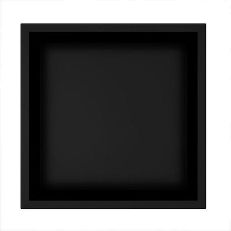 Kibath Hornacina Nicho de empotrar cuadrada de 30 x 30 cm acabado NEGRO mate fabricado en acero inoxidable