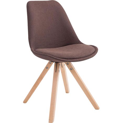 Chaise de salle à manger design scandinave en tissu marron et pieds en bois clair forme carré 100003456 (1/4)