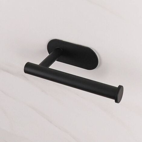 Porte Papier Toilette, Support de Papier Toilette Adhesif, Porte Papier Toilette Noir, Porte Rouleau Papier Mural sans Percage, Derouleur Papier WC en Acier Inoxydable (1/5)