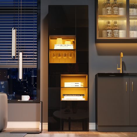 Mueble vitrina salón con LED 55x38x170 cm OKMYHOME (1/5)