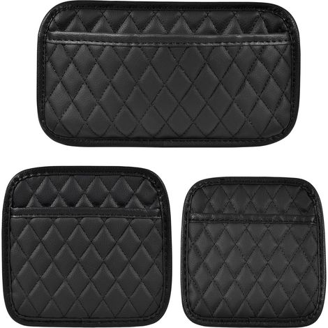 Lntyq 3 Pièces Vide Poche Voiture de Différentes Tailles,Rangement Siege Voiture,PU Cuir Rangement de Voiture,Organisateur Voiture,Boite de Rangement Voiture,Noir