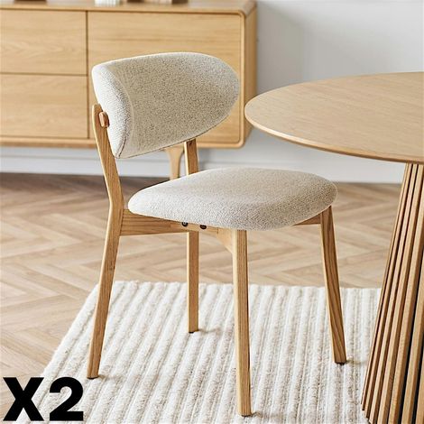 Chaise bois et tissu beige (lot de 2) AMSTERDAM (1/5)
