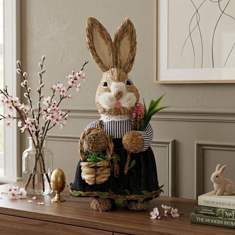 Springtime Mrs Straw Bunny Basket Decoration (1/2)
