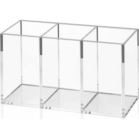 Acryl-Stiftehalter mit 3 Fächern, transparenter Stiftehalter, ideal für den Schreibtisch (1/5)