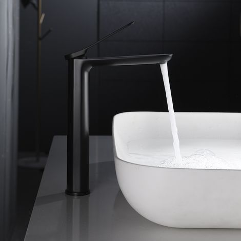 Imex - Grifo Monomando Lavabo Caño Alto Negro Serie Dinamarca (1/2)