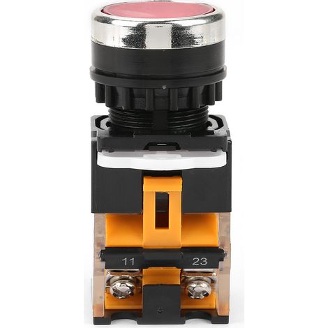 Interrupteur à bouton-poussoir rouge à tête plate autobloquant LA38-11BNZS (LA38-11S) (1/5)