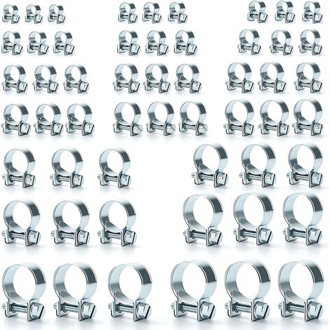 54 PCS Collier de Serrage 18 Tailles Réglable Collier Durite Essence (1/5)