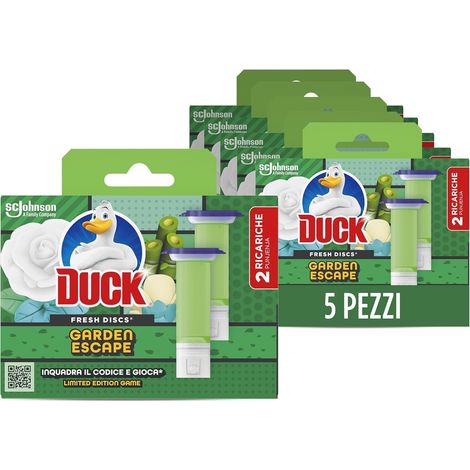 Duck Fresh Discs - Dischi Gel Igienizzanti WC, Fragranza Rosa & Fiori di Loto - Formato Scorta da 10 Ricariche e 60 Dischetti (1/5)