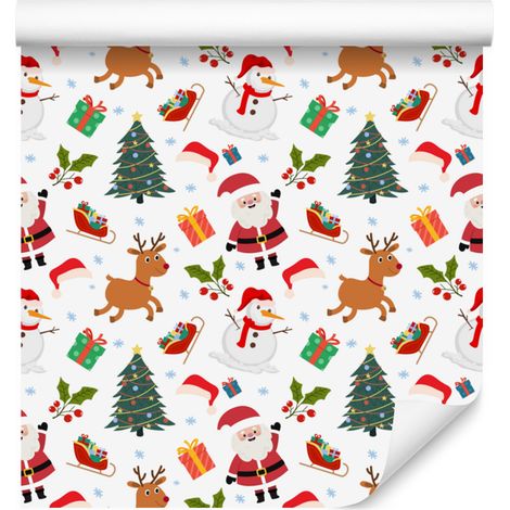 Papier peint de Noël blanc, centre pêche 50x1000 cm (1/5)