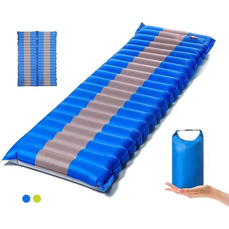 MIMOSON-Camping mat self-inflating, camping mat outdoor, hand press inflatable, lightweight backpacking mat for hiking for hiking when traveling, durable waterproof air mattress compact hiking mat (1/5)