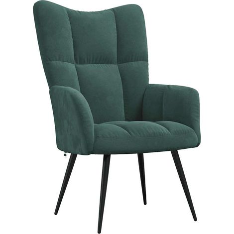 Poltrona lounge dal design moderno divano con cuciture decorative in velluto verde scuro DEC026783
