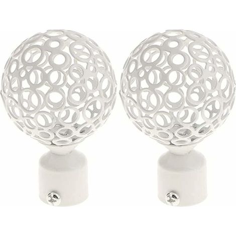 2pcs Embout Tringle à Rideaux 28mm Blanc, Paire Embout De Tringle à Rideau Draperie Rail PôLe TêTe Pour DéCoration Tringle à Rideau (1/5)