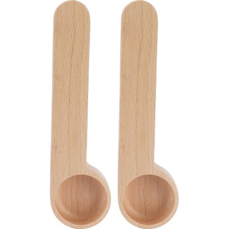 2 PIÈCES PINCE CUILLÈRE CAFÉ BOIS 2 EN 1 FERMETURE SAC CAFÉ THÉ GRAIN MESURE CUILLERÈE (1/5)